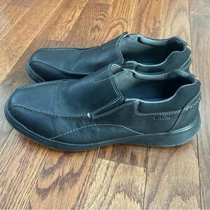 Clarks Cotrell Step Black Leather Slip On Loafers - size 14